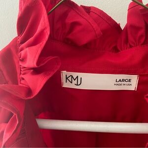 KMJ Women's Red Ruffle Blouse